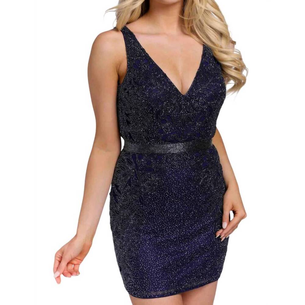 NEW PRIMAVERA floral beaded cocktail dress in midnight